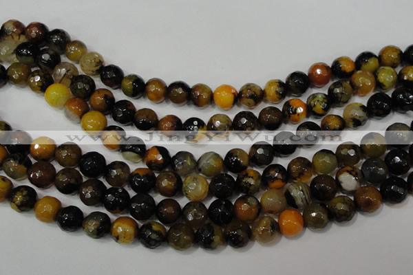 CAG4654 15.5 inches 8mm faceted round fire crackle agate beads