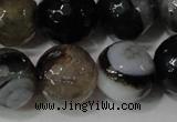 CAG4662 15.5 inches 10mm faceted round fire crackle agate beads