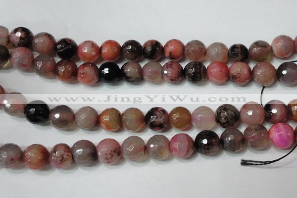 CAG4665 15.5 inches 10mm faceted round fire crackle agate beads