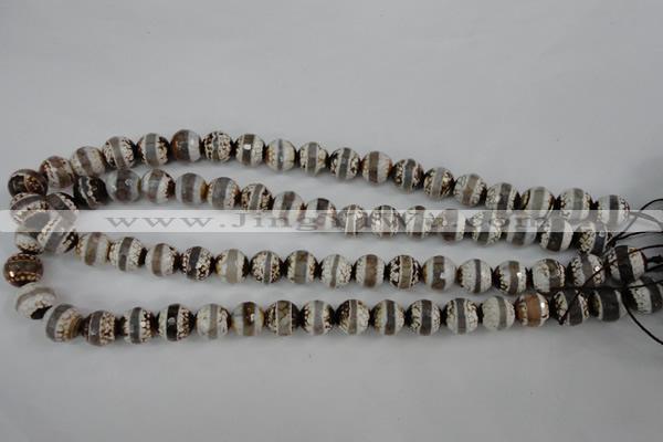 CAG4724 15 inches 10mm faceted round tibetan agate beads wholesale