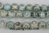 CAG4730 15 inches 8mm faceted round tibetan agate beads wholesale
