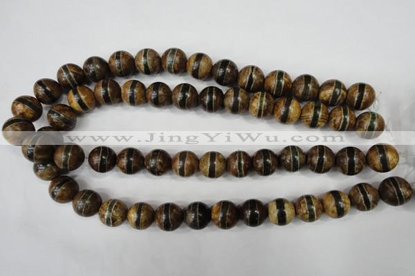 CAG4744 15 inches 14mm round tibetan agate beads wholesale