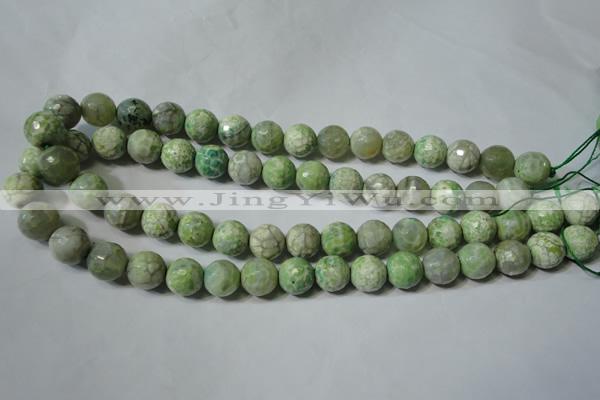 CAG4792 15.5 inches 12mm faceted round fire crackle agate beads