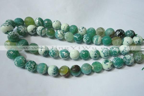 CAG4795 15.5 inches 14mm faceted round fire crackle agate beads