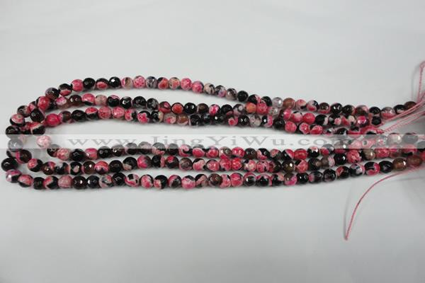 CAG4801 15 inches 6mm faceted round fire crackle agate beads