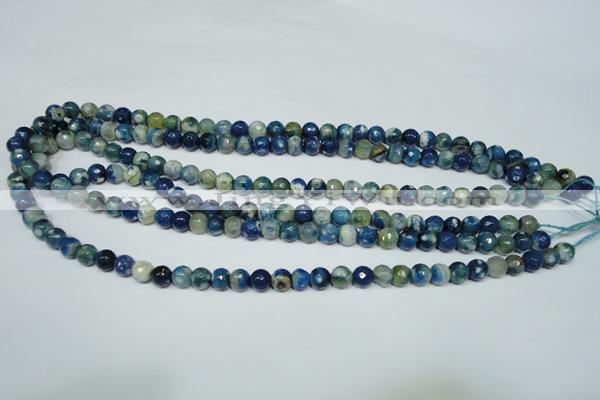 CAG4805 15 inches 6mm faceted round fire crackle agate beads