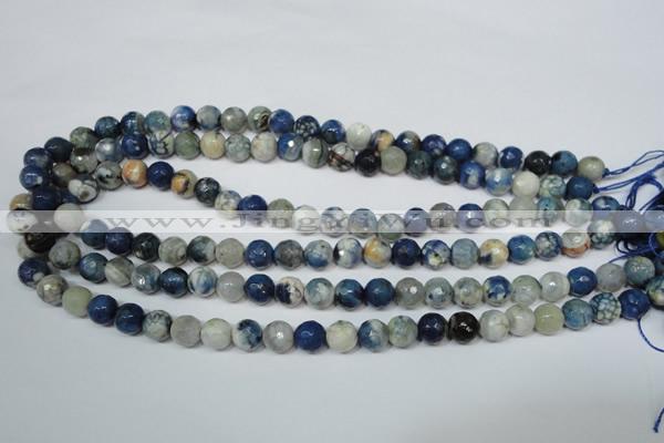 CAG4806 15 inches 8mm faceted round fire crackle agate beads