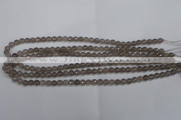 CAG4825 15 inches 6mm faceted round grey agate beads wholesale