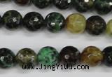 CAG4853 15 inches 10mm faceted round dragon veins agate beads