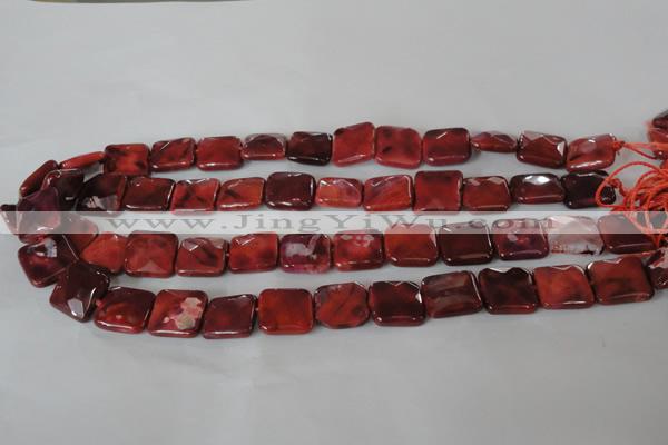 CAG4872 15 inches 14*14mm faceted square fire crackle agate beads