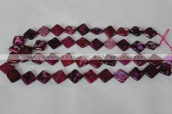 CAG4883 15 inches 14*14mm faceted diamond fire crackle agate beads