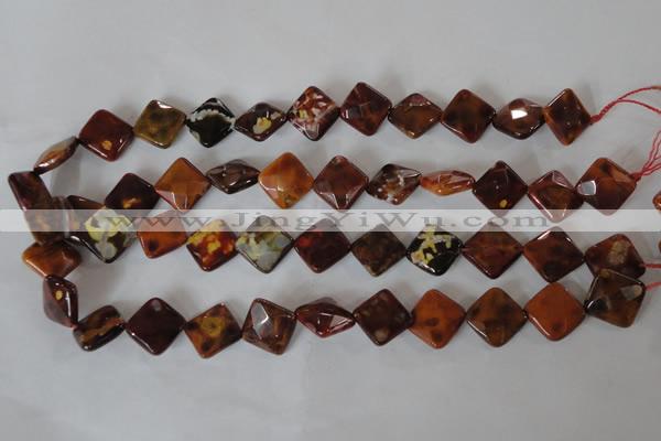 CAG4887 15 inches 14*14mm faceted diamond fire crackle agate beads