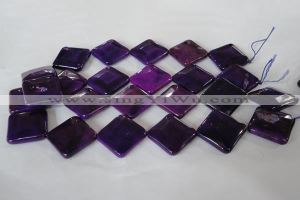 CAG4888 15 inches 25*25mm faceted diamond fire crackle agate beads