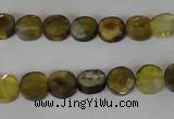 CAG4890 15 inches 8mm faceted coin fire crackle agate beads