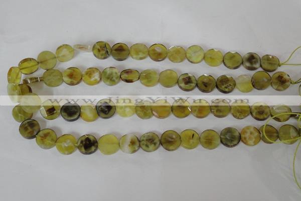 CAG4891 15 inches 12mm faceted coin fire crackle agate beads