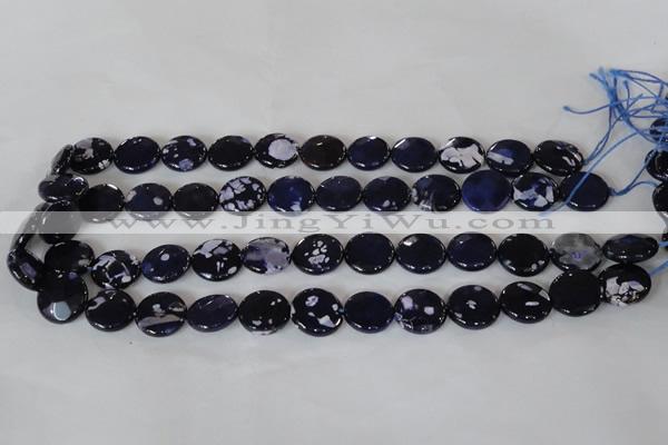 CAG4892 15 inches 15mm faceted coin fire crackle agate beads