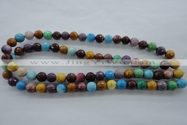 CAG4902 15.5 inches 10mm faceted round dyed white agate beads