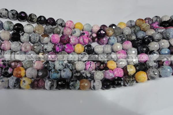 CAG5060 15.5 inches 10mm faceted round fire crackle agate beads