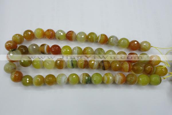 CAG5104 15.5 inches 12mm faceted round line agate beads wholesale