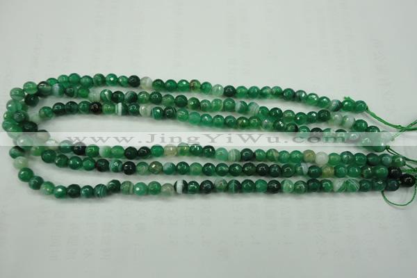 CAG5120 15.5 inches 4mm faceted round line agate beads wholesale