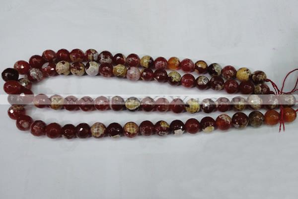 CAG5188 15 inches 10mm faceted round fire crackle agate beads