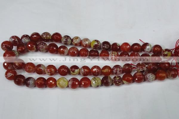 CAG5189 15 inches 12mm faceted round fire crackle agate beads