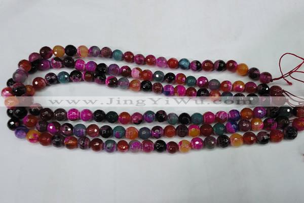 CAG5192 15 inches 8mm faceted round fire crackle agate beads
