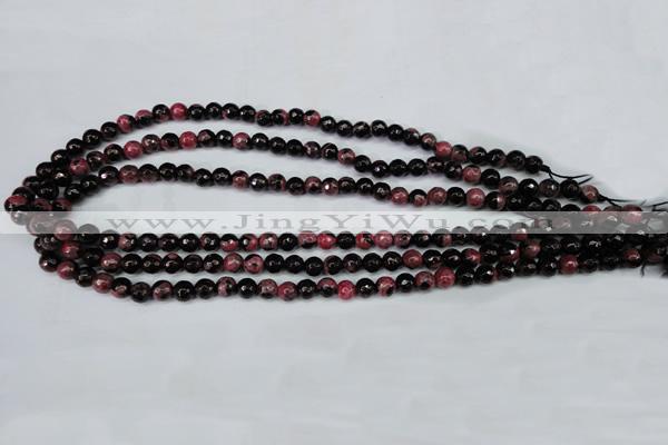 CAG5197 15 inches 6mm faceted round fire crackle agate beads