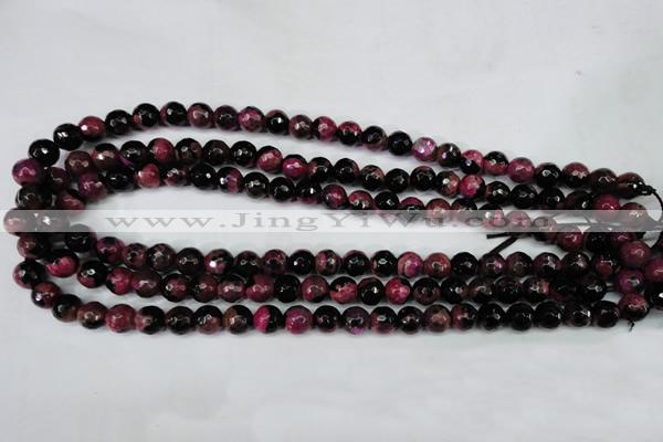 CAG5204 15 inches 8mm faceted round fire crackle agate beads