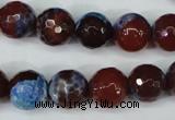 CAG5218 15 inches 12mm faceted round fire crackle agate beads