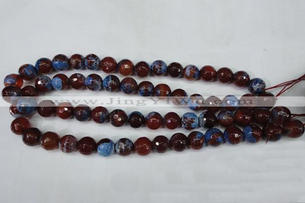 CAG5218 15 inches 12mm faceted round fire crackle agate beads