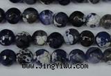 CAG5222 15 inches 8mm faceted round fire crackle agate beads