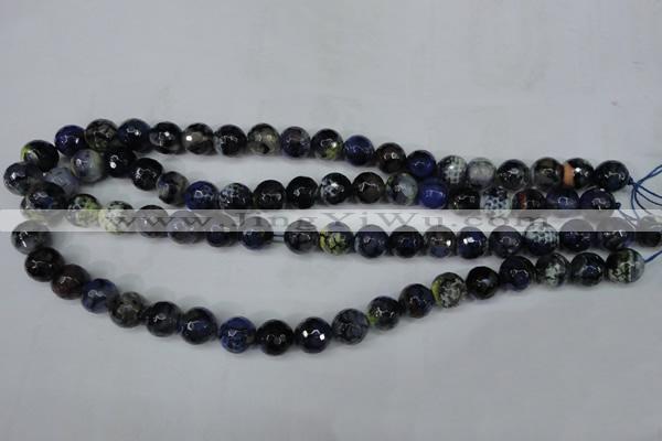 CAG5223 15 inches 10mm faceted round fire crackle agate beads