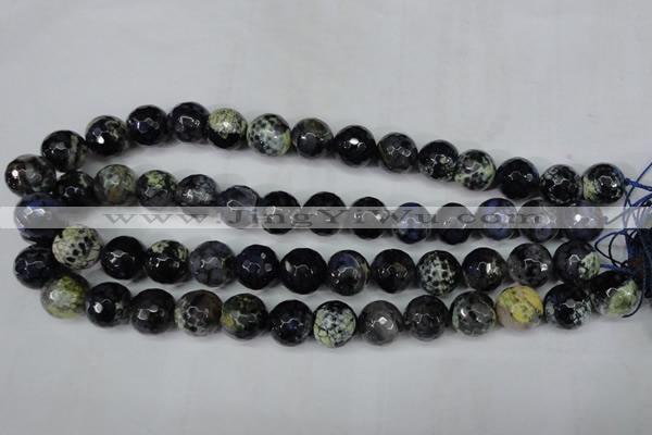 CAG5225 15 inches 14mm faceted round fire crackle agate beads