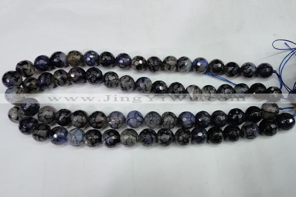 CAG5229 15 inches 12mm faceted round fire crackle agate beads