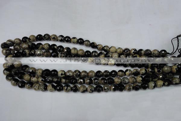 CAG5232 15 inches 10mm faceted round fire crackle agate beads