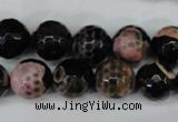 CAG5233 15 inches 12mm faceted round fire crackle agate beads