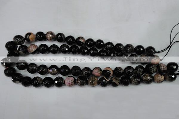 CAG5233 15 inches 12mm faceted round fire crackle agate beads
