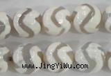 CAG5332 15.5 inches 14mm faceted round tibetan agate beads wholesale