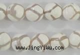 CAG5335 15.5 inches 12mm faceted round tibetan agate beads wholesale