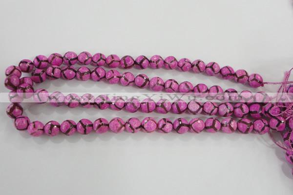 CAG5348 15.5 inches 10mm faceted round tibetan agate beads wholesale