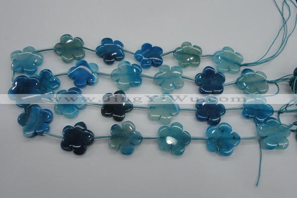 CAG5394 15.5 inches 24mm carved flower dragon veins agate beads