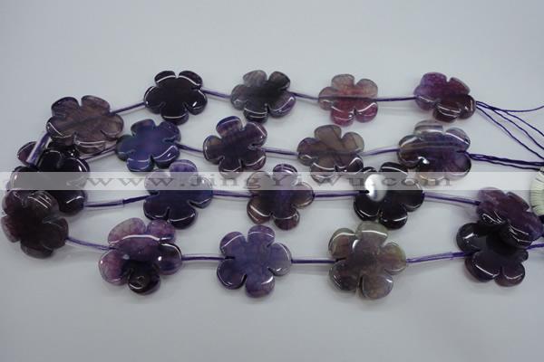 CAG5397 15.5 inches 26mm – 28mm carved flower dragon veins agate beads