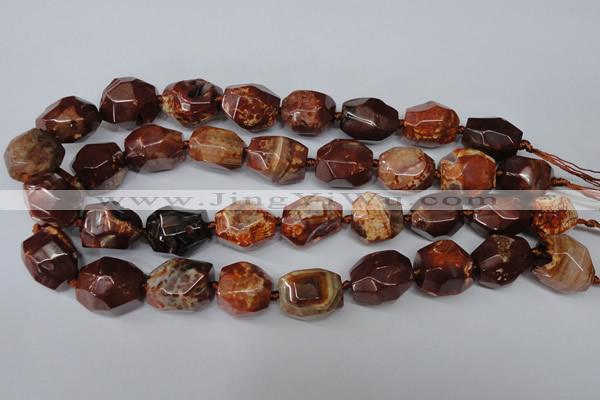 CAG5517 15.5 inches 18*22mm faceted nuggets agate gemstone beads