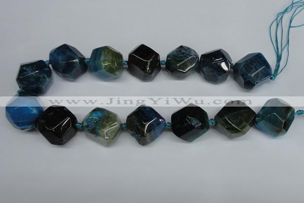 CAG5610 15 inches 22*25mm faceted nuggets agate gemstone beads