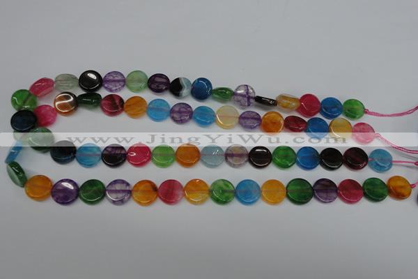 CAG5634 15 inches 12mm flat round dragon veins agate beads