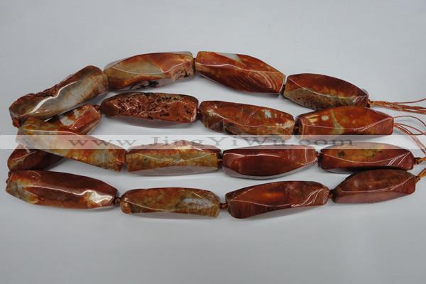 CAG5638 15 inches 15*45mm faceted nuggets agate gemstone beads