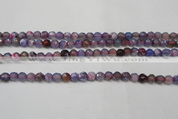 CAG5652 15 inches 4mm faceted round fire crackle agate beads