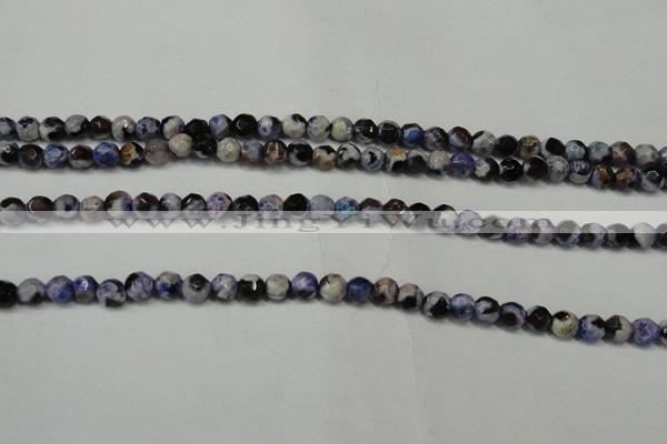 CAG5654 15 inches 4mm faceted round fire crackle agate beads