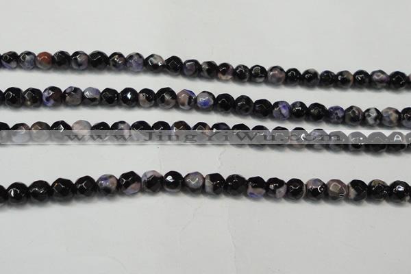CAG5655 15 inches 4mm faceted round fire crackle agate beads